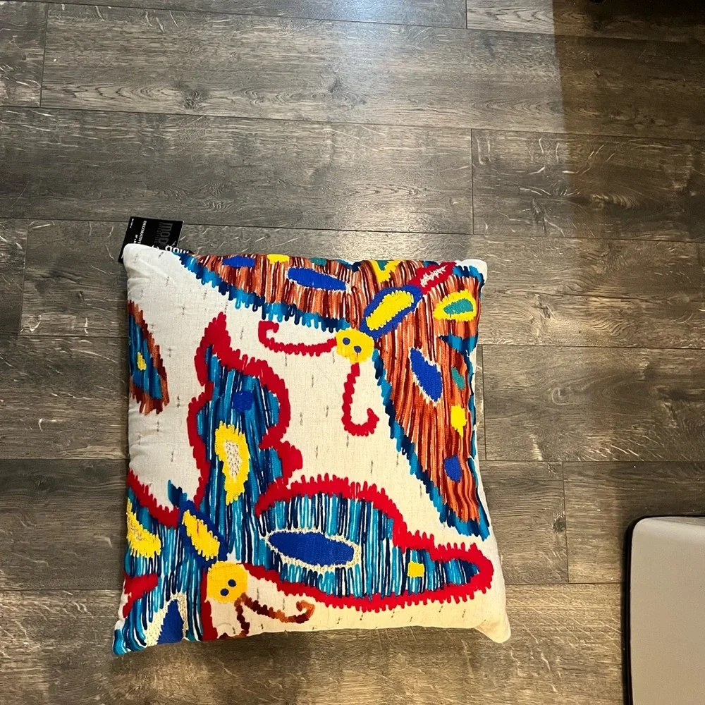 Mod Lifestyles Multi Color Butterfly‎ Embroidery Pillow 20